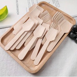 Paquete de 200 Cucharas Desechables de Madera. - Medida: 9.5 cm - Ecologicas y compostables. - Ideal para Yogurt, Helado, Degustación y Meriendas | Perfectas para Bodas, Graduaciones y Eventos