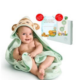 Bamboo Baby Towels with Hood – Mint Green 35x35” | Ultra-Soft Rayon from Bamboo & Cotton Bath Wrap | Adorable Monkey Hood for Newborns, Infants & Toddlers for Boys & Girls
