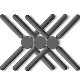 3/Pack Foldable Silicone Trivets, FENGCHEN Folding Trivets, Non-Slip Collapsible Cross Compact Design Expandable Silicone Pot Holder,Gray