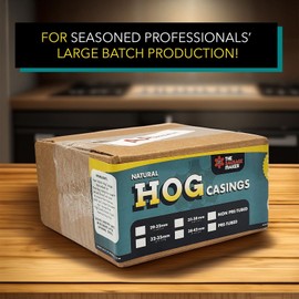 The Sausage Maker® Natural Hog Sausage Casings 32 To 35 MM 90 Yards Whole Hank, Stuffs Over 80lb Meat, North American Edible Pork Link Casing, Large Brats, Italian, Rope Sausages, 1 1/4"-1 3/8" Dia