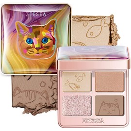 zeesea Tipsy Kitty Eyeshadow Palette Quad, Waterproof Eye Shadow for Catgirls, Matte Eyeshadow, Shimmer Eye Shadow Palette Makeup