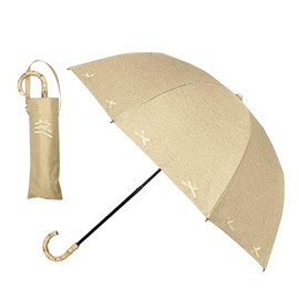 Kamio Japan Parasol, Full Light Blocking, Folding Umbrella, 2-Way Ribbon/Linen Style, [Light Shading Ratio/100% UV Reduction/UPF50+/UV Protection/Sun or Rain/Sun Use/Deep Tensile] Compact, Lightweight