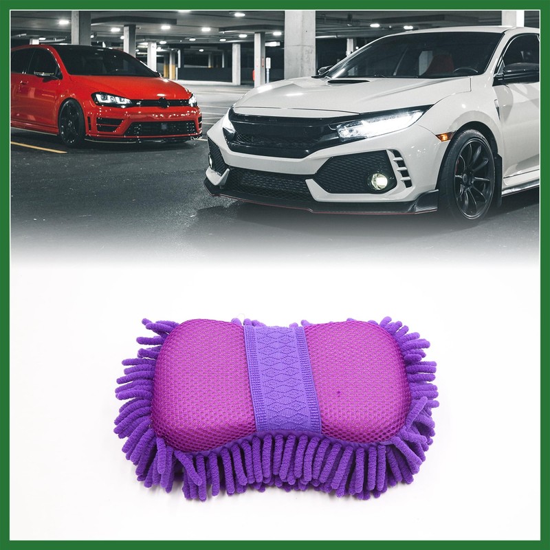 Motoforti Purple Microfiber Chenille Car Wash Sponge Care Washing Brush
