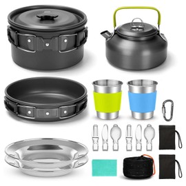 BYCRAY - Kit de Cocina Camping Portatil,16Pcs Utensilios de Cocina para Camping