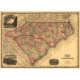 MAPS OF THE PAST Historic State Map - South Carolina - Browning 1861-32.05 x23 - Vintage Wall Art