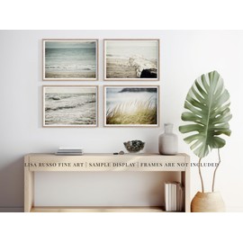 LISA RUSSO FINE ART - Coastal Beach Wall Art Set of 4 8x10” Unframed Photo Prints - Blue, Beige, Green Ocean Sea Pictures for Bathroom, Bedroom, Office Wall Decor