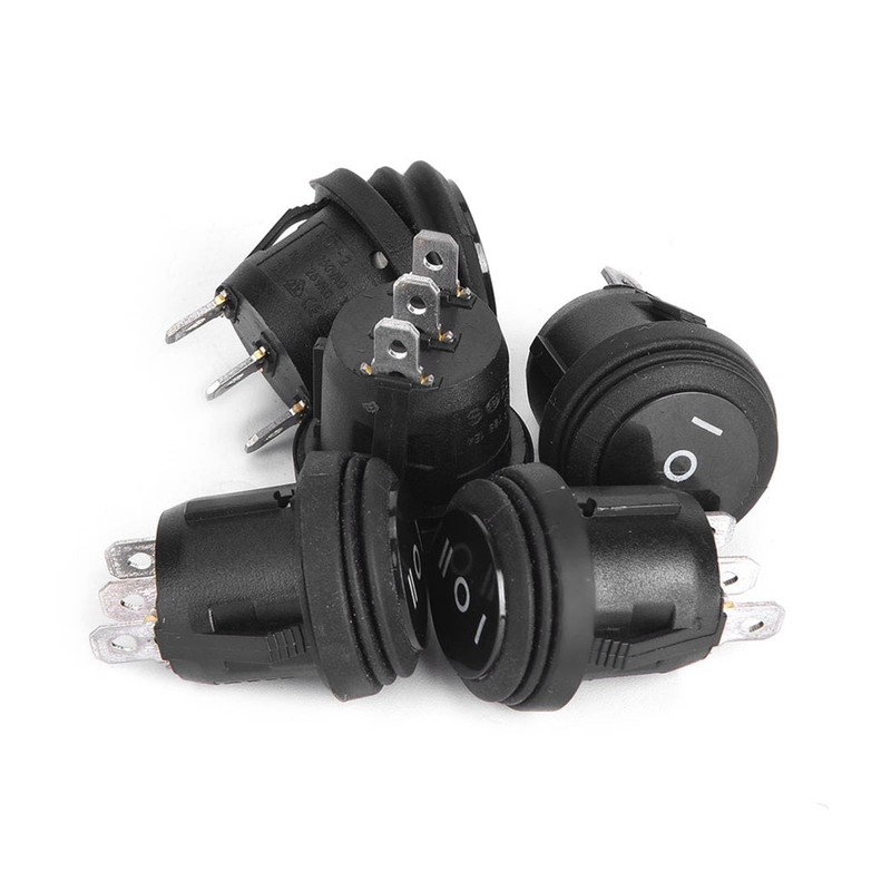 5 Pcs 3 Position On/Off/On Round Toggle Switch Black Boat