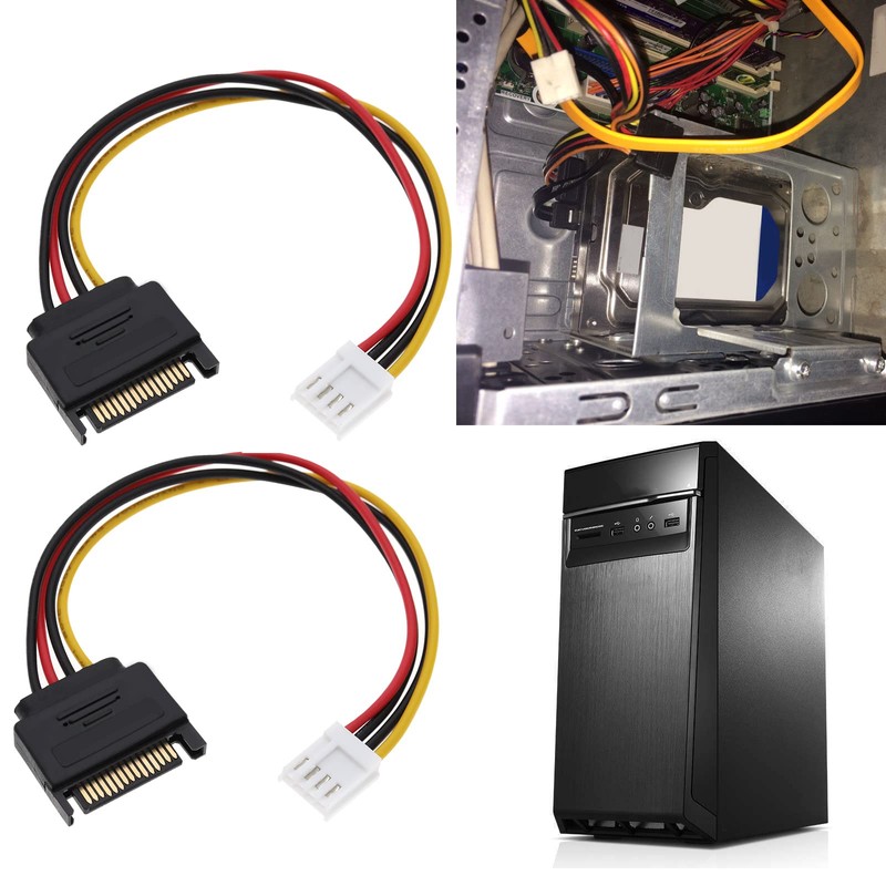 VGOL 3Pcs 20cm 4 Pin Floppy to 15 Pin SATA
