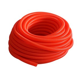 Absolute USA SLT34RD 3/4" 100' Red Split Loom Split Wire Loom Polyethylene Conduit Corrugated Plastic Tubing Sleeve for Various Automotive, Home, Marine, Industrial Wiring Applications, Etc.
