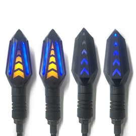 VRWEARE Universal 4Pcs Motorcycle Turn Signals Double Color Led Yellow Amber Flowing Blinker and Blue Daytime Running Indicator Compatible with Honda Harley Kawasaki Suzuki Yamaha (Black)