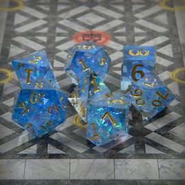7 Polyhedral Resin Dice with Storage Box (Blue)