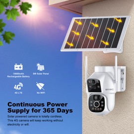 SV3C 4G LTE Cellular Security Camera Outdoor, Wireless Solar Powered Dual Lens PTZ Cameras with PIR Motion Detection, Auto Tracking, 2-Way Audio, Color Night Vision, Built-in SIM Card, No WiFi Needed