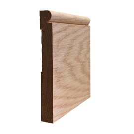 EWBB26 Beaded 5-1/4" Tall x 11/16" Baseboard Moulding. Unfinished, Red Oak, 94"