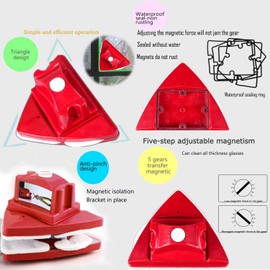 Fcare Double-Sided Window Cleaning Magnetic Cleaning Tools, Outside Window Cleaner Magnetic, 5-Gear Adjustable for high Rise Window Cleaning Windows, Professional Accessory Replaceable Kits