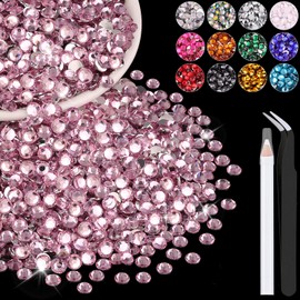 4000PCS 4mm Resin Rhinestones in Bulk (Light Pink), Bedazzling Flatback Crystals Rhinestones for Crafting DIY Nail Decoration, Gems Diomand Charms for Tumbler Shoes Clothing Fabric