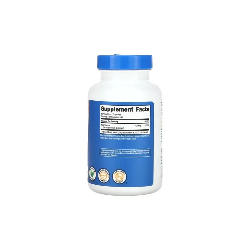Glicinato de Magnesio 210 mg Magnesium Glycinate Supplement, 120 Capsules