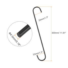 sourcing map S Hanging Hooks, 12inch/300mm Extra Long Steel Hanger, Indoor Outdoor Uses for Garden, Bathroom, Closet, Workshop, Kitchen, Black, 8Pcs