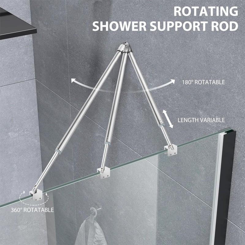 Shower Door Support Bar, Fix Frameless Shower Door Panel for