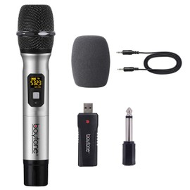 Boytone BT-26UM UHF Wireless Microphone Handheld Dynamic Microphone with 30 Different Frequency Wireless Mic System for Karaoke Nights and House Parties, Audio Mixer, PA System, Speakers
