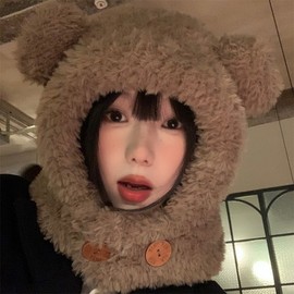 Cute Baby Bear Balaclava Winter Hat for Women LF1400 Free Size/Dark Brown 4ea