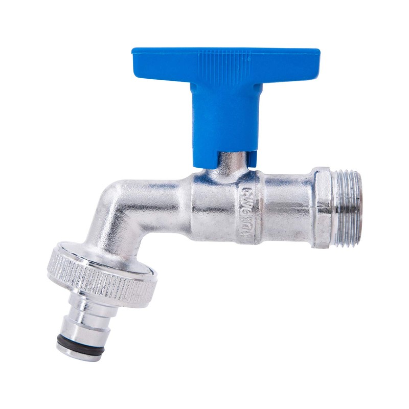Brass Drain Cock Valve with Blue Butterfly Handle