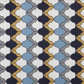 Fabric by the metre, digitally printed, half panama, 100% organic cotton, Oeko-Tex Standard 100, width 280 cm, length selectable from 50 in 50 cm, Arabian Nights - navy, blue, mustard