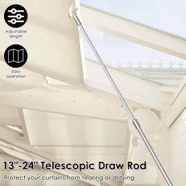 Easy Pull Telescopic Draw Blind Tilt Wand, 13-24in Length Adjustable Blinds Rod, Down & Up Clothes Hanger Hook Pole for Window Shades