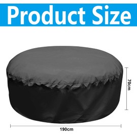 190×70CM Round Hot Tub Cover - 4 Persons Hot Tub Cover - 420D Full Coverage Hot Tub Covers Replacement -UV Resistant, Waterproof Portable Overall Spa Safety Protector for Outdoor Hot Tubs