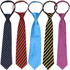 kilofly Pre-tied Adjustable Zipper Tie Kids Boys Baby Necktie Value Set of 5