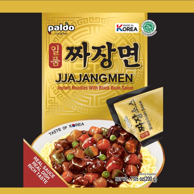 PALDO FUN & YUM Jjajangmen Chajang Noodle No MSG 16-pack,