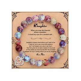 JoycuFF Mothers Day Christmas Unique Gifts for Daughter Bracelets from Mom, Birthday Gifts for Daughters, Unique Colorful Imperial Natural Stone Bracelet, Encouragement Jewelry Present for Women