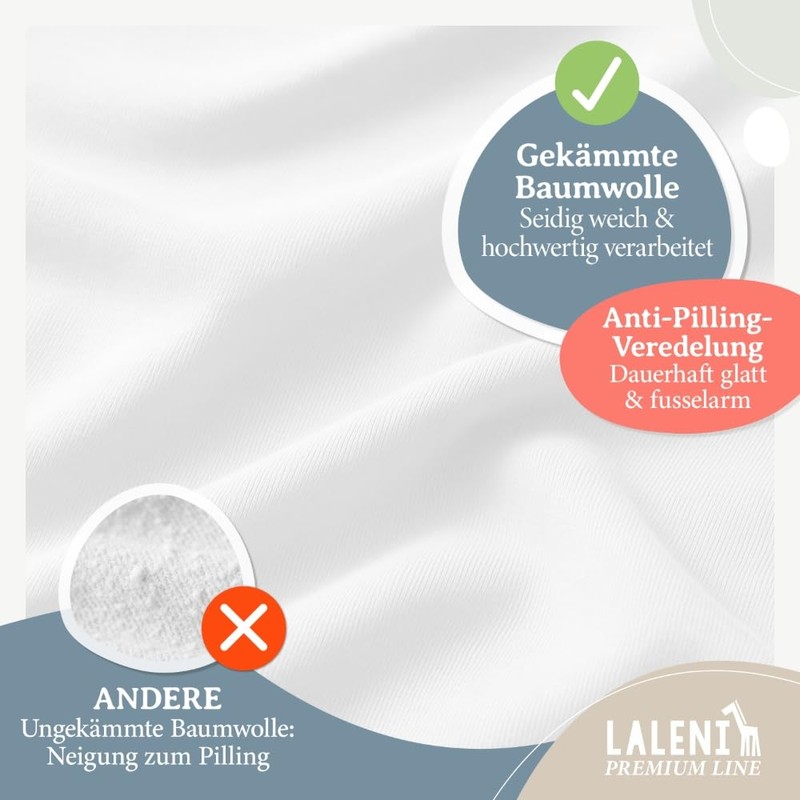 Laleni Premium fitted sheets for bassinets, rectangular, breathable, 100% cotton