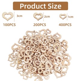 DLUSZERT Pack of 700 Small Wooden Hearts, Wooden Heart for Crafts, Mini Wooden Hearts Scatter Decoration, Heart Wooden Discs for Wedding DIY Craft Embellishments Table Decoration - 1 cm 2 cm 3 cm