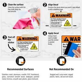 Arc Flash and Shock Hazard Appropriate PPE Required Sign, ANSI Warning Sign, 10x7 Inches, 4 Mil Vinyl Decal Stickers Weather Resistant UV Protected, Made in USA