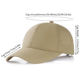 phnydreg Quick Dry Baseball Cap for Men Women Breathable Mesh Golf Hat Snapback Trucker Hat for Running Workout Outdoor Sports Khaki