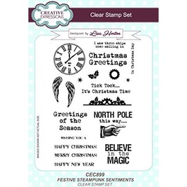 Creative Expressions Festive Steampunk Sentiments-Clear Stamp Set, A5,CEC899