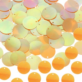 sourcing map 450 Pcs Flat Round Sequins 20mm/0.8 Inch Loose Paillettes Craft Sewing Sequins with Single Side Hole for DIY Embroidery Clothing Jewelry Making, AB Orange