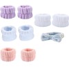 Microfiber Spa Wristbands and Headband Set - Absorbent Wrist Cuffs,