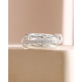 Sterling Silver Rings for Women Non Tarnish, 14k Gold Plated Cubic Zirconia Multi Connected Bands, Stackable Rings for Women