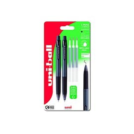 uni-ball URN-181-07 Erasable Rollerball Gel Pens. Premium 0.7mm Ballpoint Tip for Super Smooth Writing, Drawing & Colouring. Easy-Retract Eraser for Secure and Stable Rubbing Out. 2 + 3 Refills Black