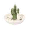 HOME SMILE Ceramic Cactus Ring Holder with Derorative White Dish