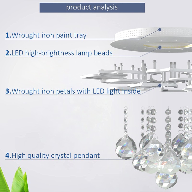 AHAWILL Modern Ceiling Light,Crystal Flush Mount LED Chandelier Ceiling Flower