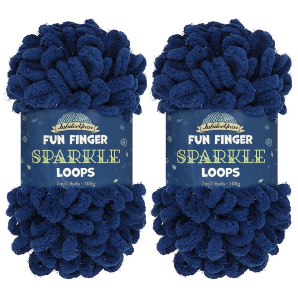 JubileeYarn Fun Finger Sparkle Loops Yarn - Polyester Jumbo Loop