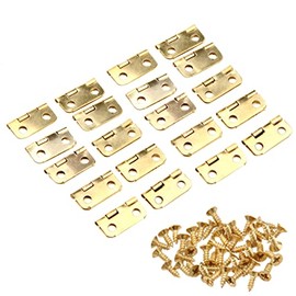 Mgoodoo Pack of 20 Mini Hinges Gold Stainless Steel Small Hinges Piano Band Mini Connector Drawer Butt Hinges with Replacement Golden Hinge Screws