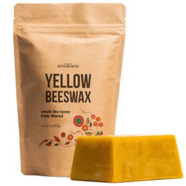 Better Shea Butter Beeswax for Candle Making | Raw Beeswax for Skin and Hair Care, Food Grade | Use for Lotion Making and Lip Balms | 1 lb Bar of 100% Pure Bees Wax
