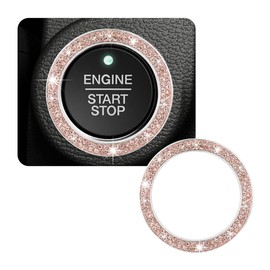 SHMZK Car Bling Crystal Rhinestone Engine Start Ring Decals, Sparkling Diamond Car Push Start Button Ignition Ring Sticker, Auto Key Ignition Knob Ring Decoration for Women Girls (Light Pink)