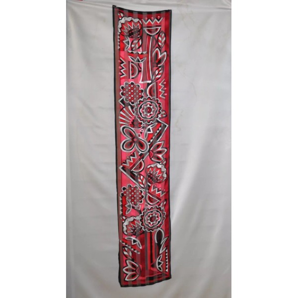 Bob Mackie Wearable Art Floral Print Oblong Silk Scarf W/Gift