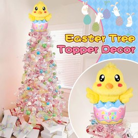 Eyourlife Easter Chick Tree Topper, 14 Inch Easter Plush Stuffed Animal Chick in Egg Tree Decorations for Spring Easter Holiday Home Tree Topper Farm Chicken Theme Party Supplies