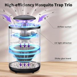 Fruit Fly Trap Indoor, Gnat Catchers Mosquito Fan Catcher with 3 Sticky Glue Boards - Portable USB Bug Flying Insect Trap Bug Catcher UV Light for Home, Kitchen, Bedroom, Camping, Yard, Garden etc.