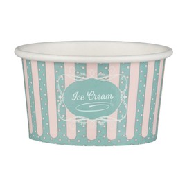 VEPATIM 100 Paper Ice Cream Cups with Patisserie Motif 145 ml 5 oz